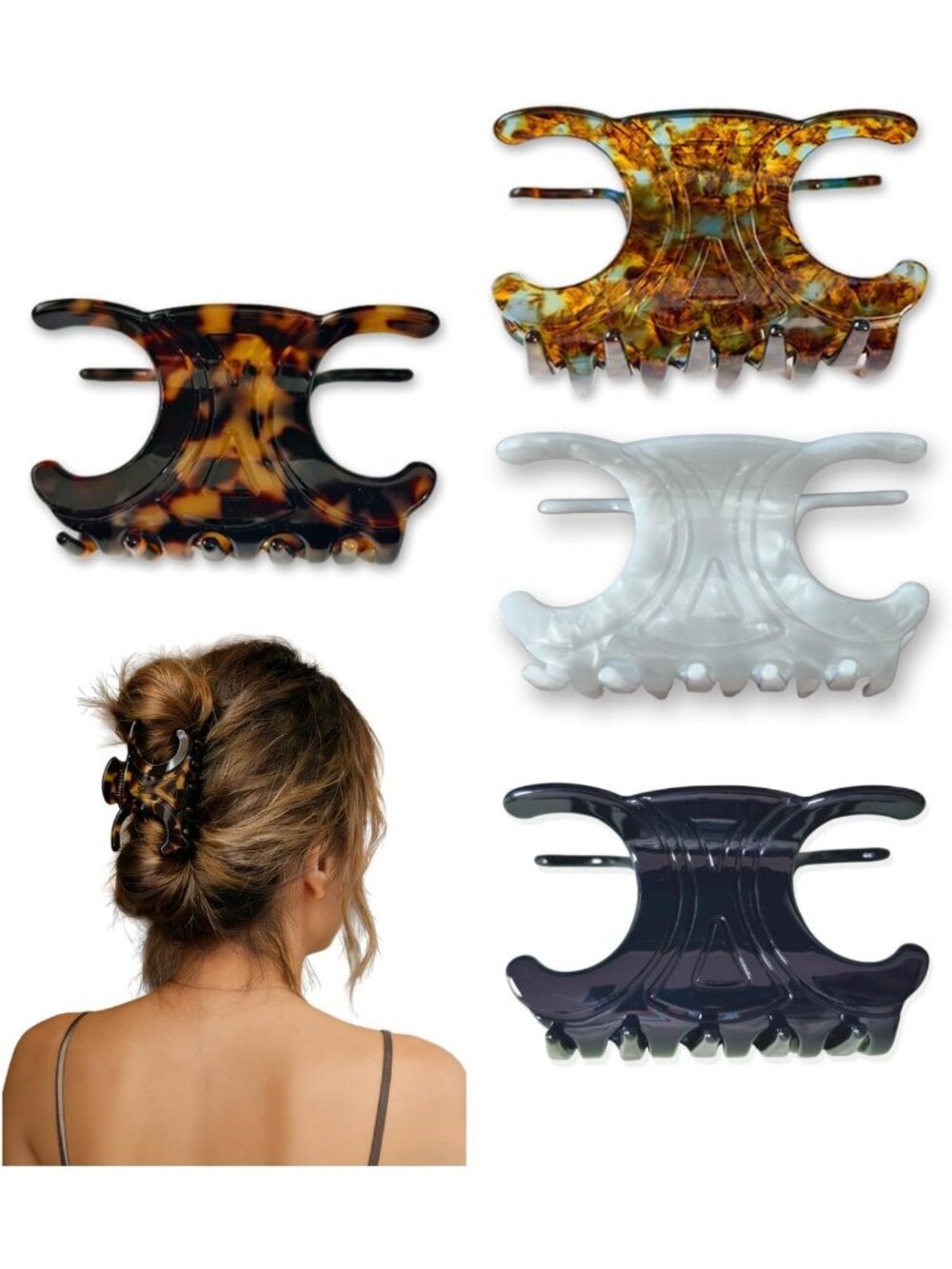 Premium Butterfly Hair Clips - 4 Pack Medium Claw Clips for Thick & Thin Hair